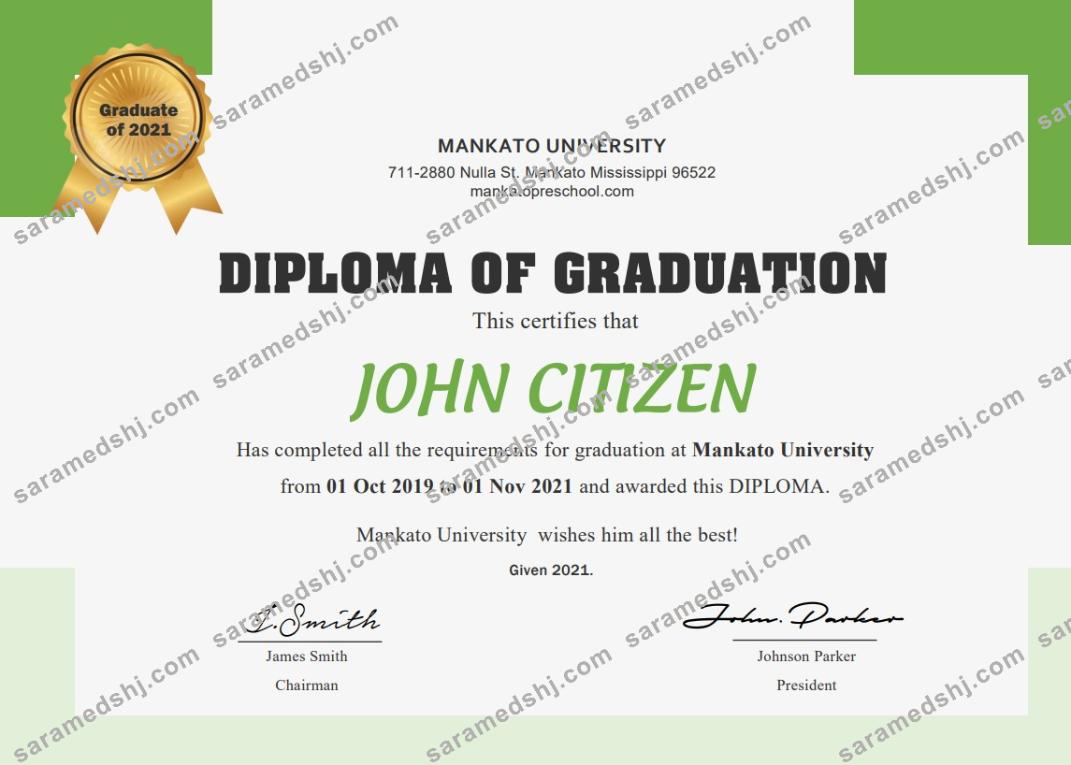 USA Diploma cert